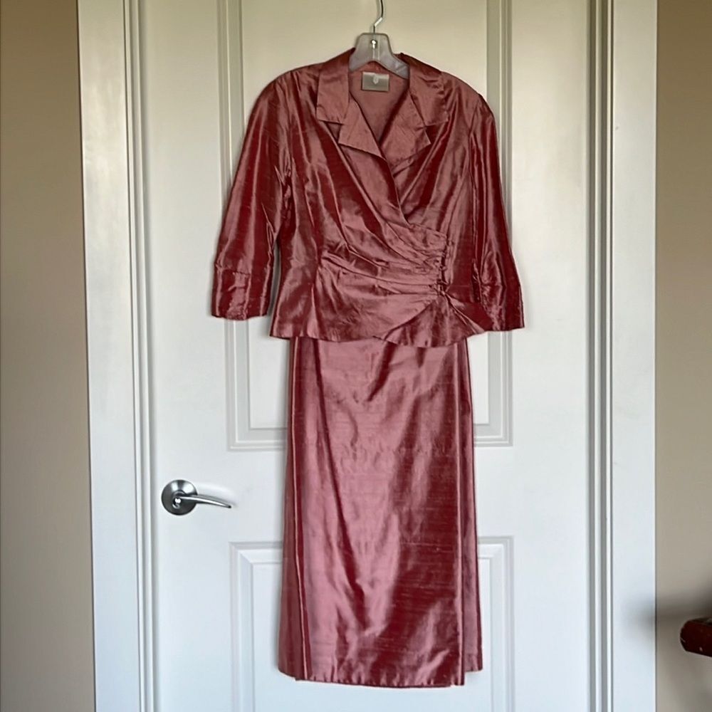 Vintage 1995 100% Dupioni Silk Formal Evening Gown Size 6 - Wedding Guest Dress